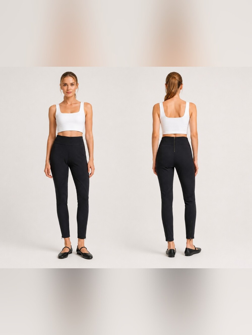 Stella McCartney Black Equestrian Zip Ankle Leggings Pants IT 38 US 2
